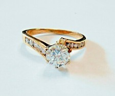 Vintage 14K Yellow Gold 6mm Diamond Solitaire Engagement Ring Size 7