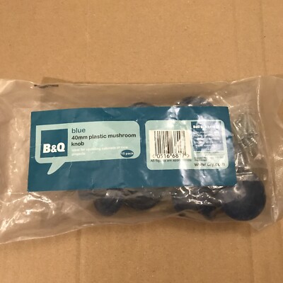 40 mm Kunststoff Pilzknopf, 10er Pack, blau, B & Q,