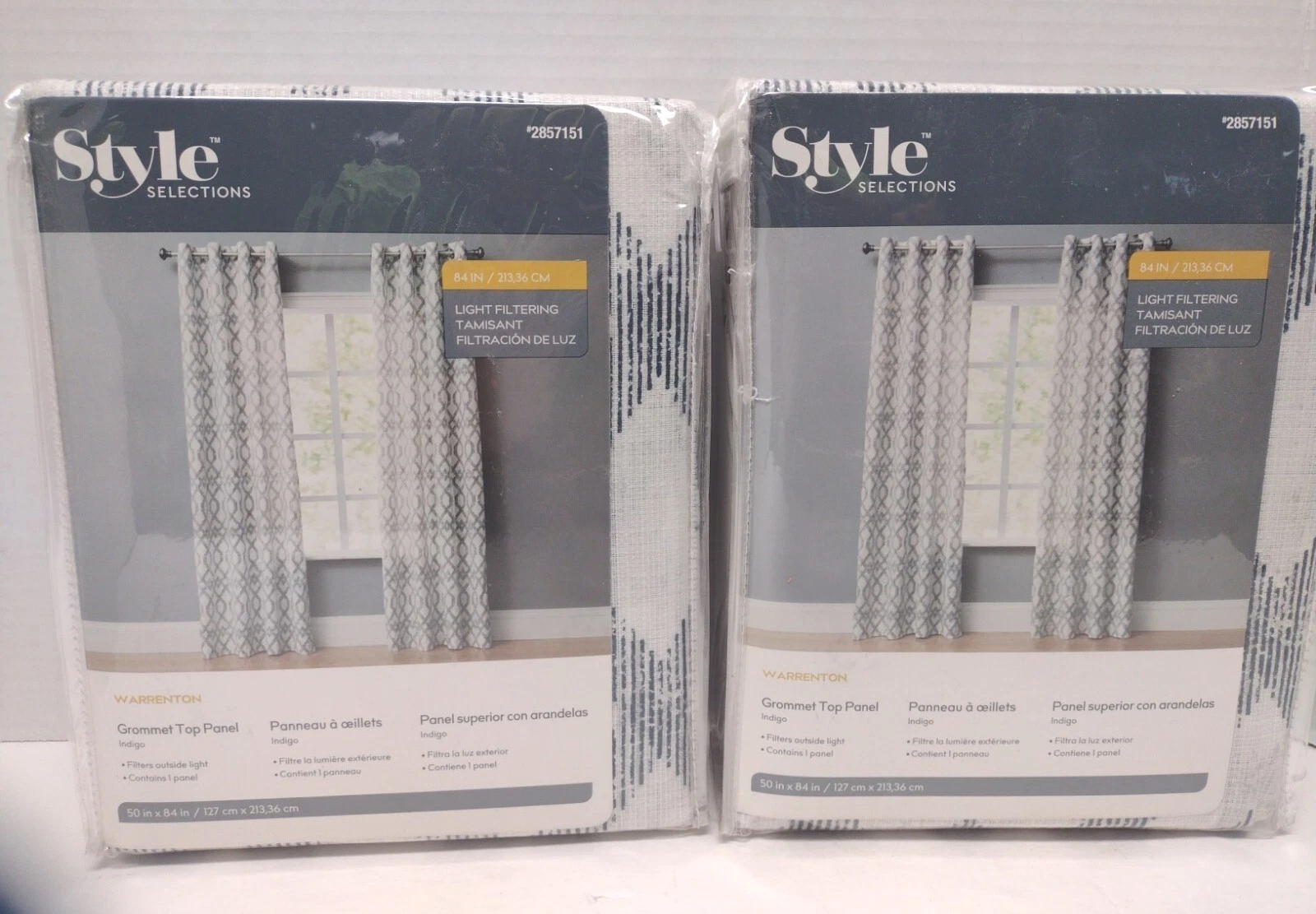 Style Selections Warrenton Grommet Top Panel Light- Filtering 2857151-Lot of 2
