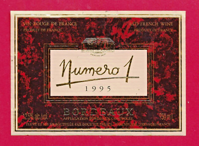 88/27 Etikett BORDEAUX Nummer 1, 1995 hoch & angelegt von DOURTHE Parempuyre 33