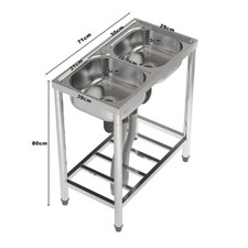 Stainless Steel Catering Commercial Sink with Waste Kitchen Single Double Bowl
