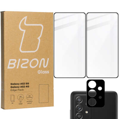 2x Gehärtet Glas + Kameraglas für Galaxy A52s 5G, A52 4G/5G Bizon Hartglas Glas