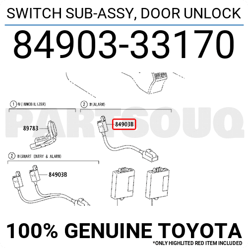 8490333170 Genuine Toyota SWITCH SUB-ASSY, DOOR UNLOCK 84903