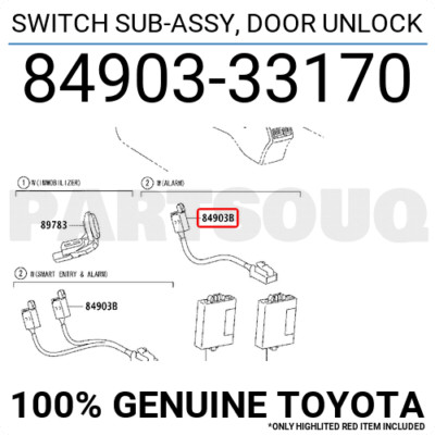 8490333170 Genuine Toyota SWITCH SUB-ASSY, DOOR UNLOCK 84903