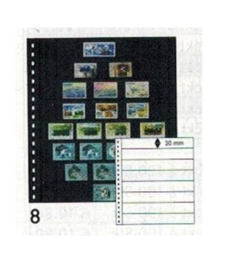 10-LINDNER-08P-Omnia Insertion Sheets Black 2X 8 Strips Pockets 245X30Mm