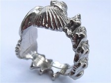 Seashell Silver Tone Ring Band Conch Marine Creatures Ring Size 7.5 Unisex Women