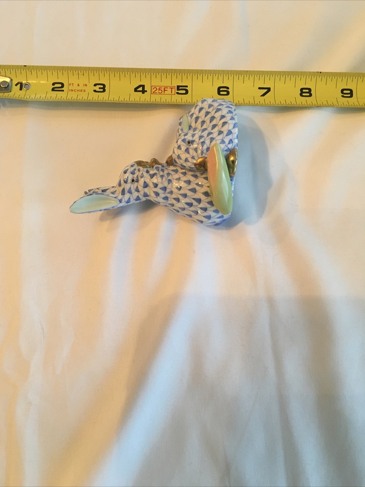 Herend Figurine Bunny / Rabbits Eating Corn Blue eBay