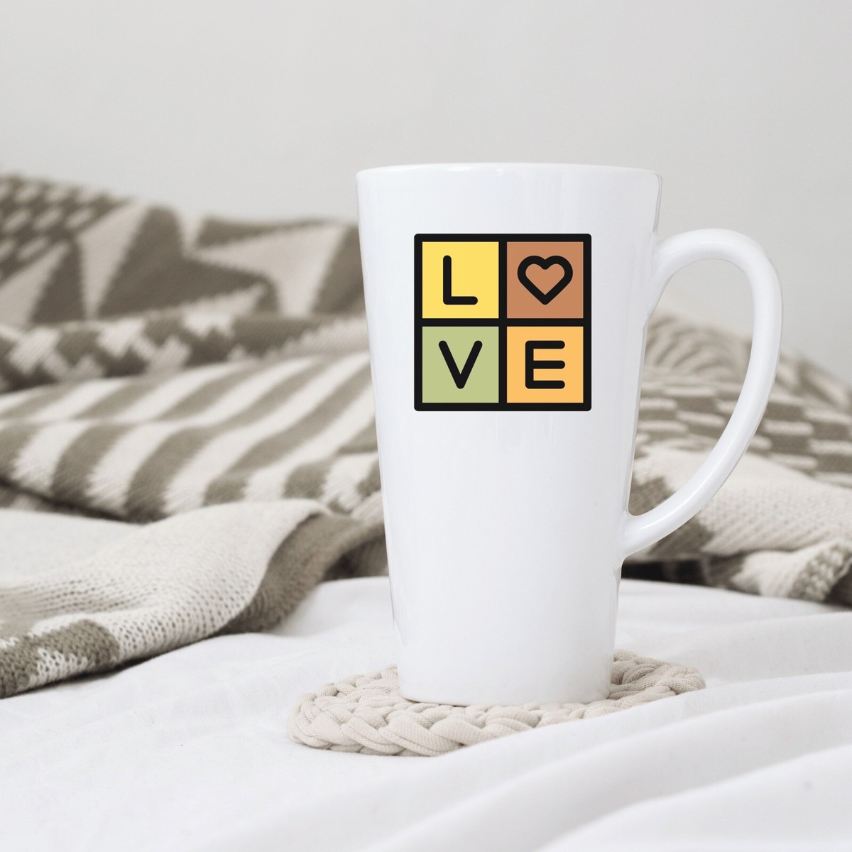 LOVE Colorful Tones Coffee Tea Latte Mug Cup 17 Oz Ceramic White by Mugzan  | eBay
