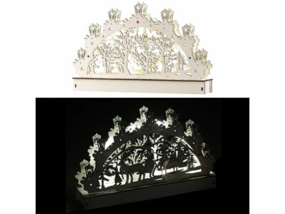 Arche lumineuse en bois motif Père Noël & renne - Britesta - Photo 1/4
