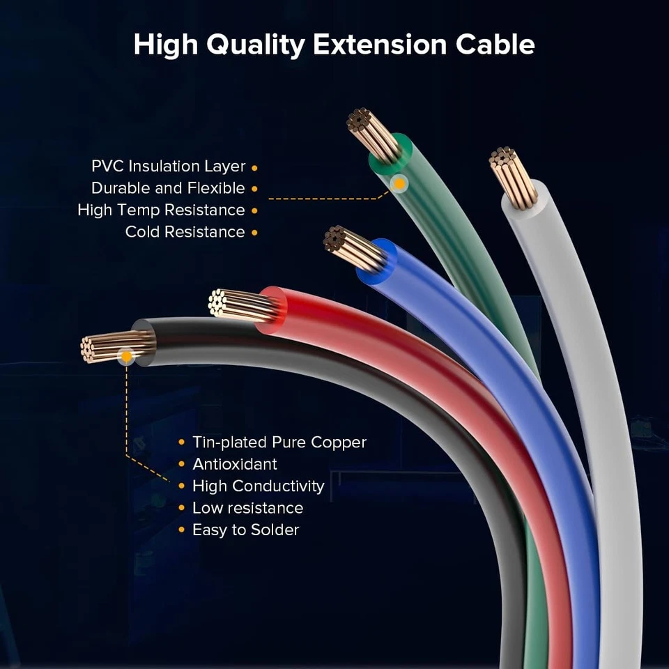 10ft 328ft RGBW 3528 5050 RGB LED Strip 5Pin Extension Cable Wire Connector Cord - Image 4 of 4
