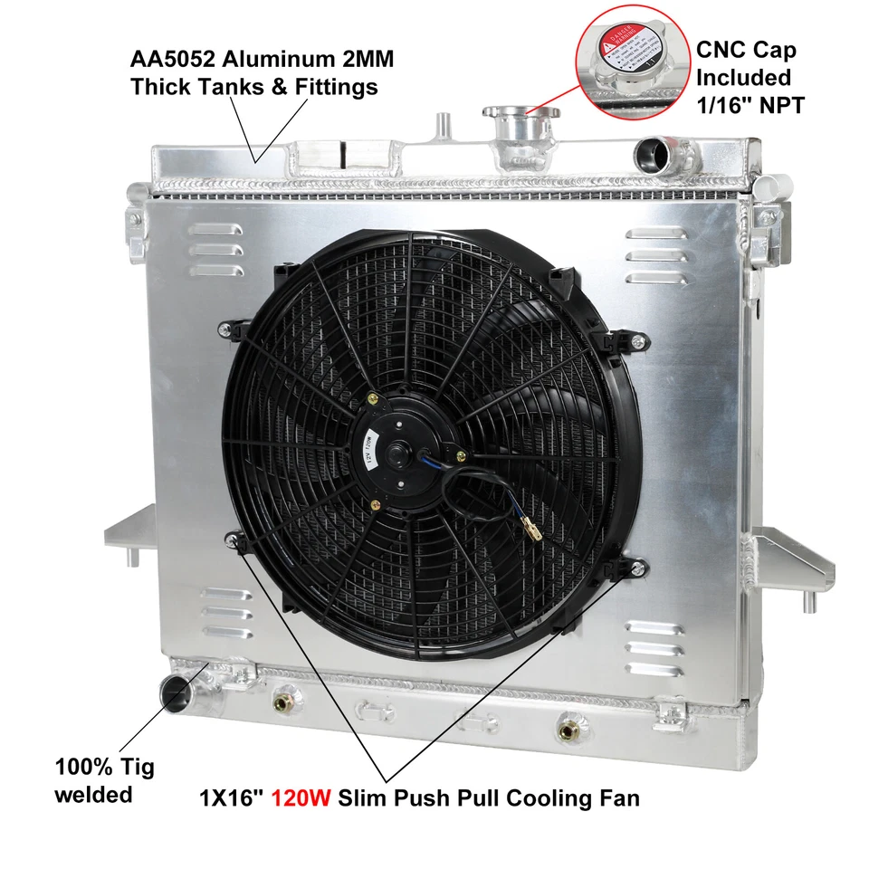 3 Row Radiator+Shroud Fan Kits For 2006-2012 Chevy Colorado Hummer H3/GMC Canyon - Imagem 3 de 4