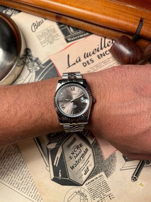 Seikmod Seikojust Roman Dial Silver Sunburst | Fluted Bezel | NH35 Aut Sapphire