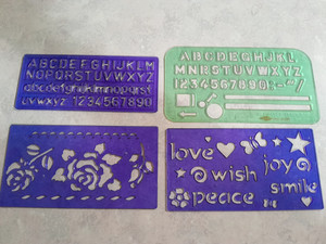 4 Pcs Plastic Numbers Alphabet Some WordsTemplates for Scrapbooking