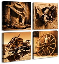 Western Decor Cowboy Wall Art for Men's Bedroom Office Canvas Printed Poster ...