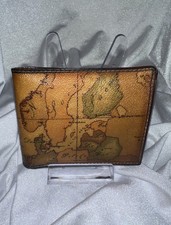 Portafoglio Vintage Alviero Martini Prima Classe Tilasse Geo Map Pelle Bifold