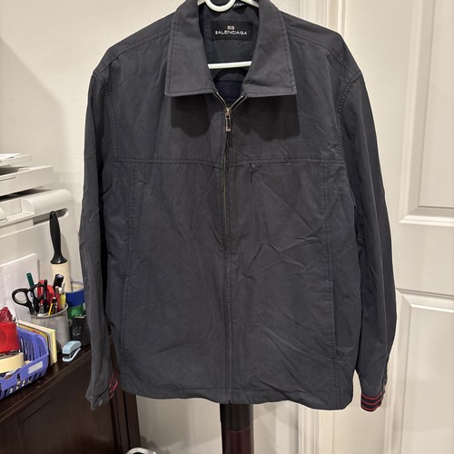 Balenciaga, Giacca casual vintage Balenciaga nera full zip cotone leggero taglia XL
