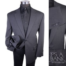 Jos. A. Bank Blazer Sport Coat Solid Gray Sz 42R Two Button Wool Suit Jacket