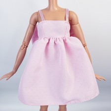 Barbie Doll Clothing ~ Mattel Deluxe Style Pink  Babydoll Back Bow Dress
