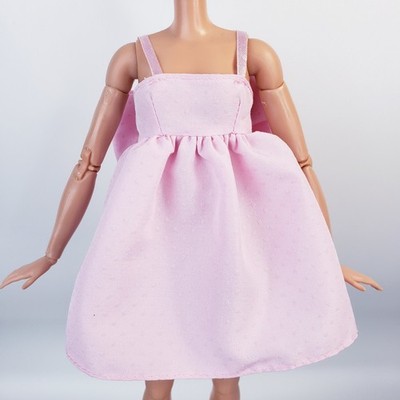 Barbie Doll Clothing ~ Mattel Deluxe Style Pink  Babydoll Back Bow Dress