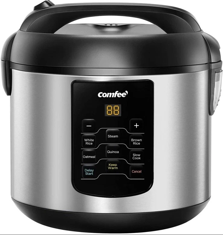 COMFEE' Compact Rice Cooker, 6-in-1 Stainless Steel Multi Cooker, Slow Cooker...