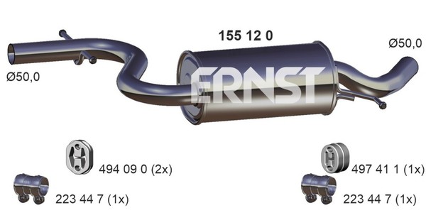 MittelschalldäMpfer Ernst 155120 FüR VW 1T2 Touran 1T1 FSI-image