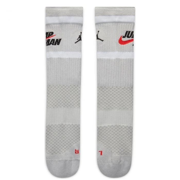 NEW Jordan Legacy Crew Socks L DA2560-097 Light Smoke Grey Red Jumpman Logo NWT - Image 4 of 4