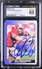 Bill Romanowski Signed 1991 Score Card 36 San Francisco 49ers CGC AU JSA 10 Auto