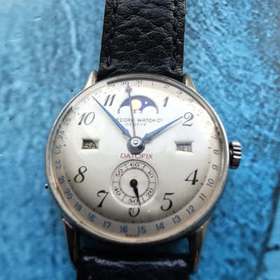 Vintage Record Datofix Moonphase Hand-Winding Men's Wristwatch