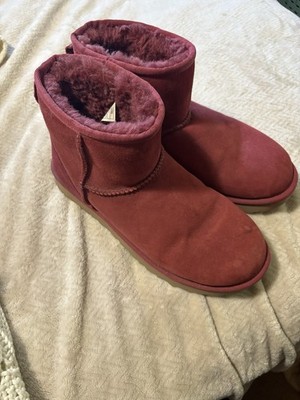 UGG Red Shearling Lined Comfort Ankle Bootie Pull On Women's Size 7