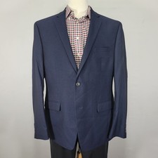 Perry Ellis Portfolio Men's Sport Coat Blazer Two Button Navy Poly Blend Slim 46