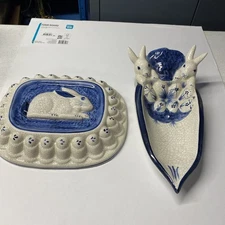 Potting Shed Dedham Pottery Bunny Mold With Vegetable Tray