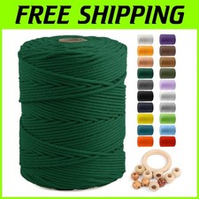 Natural Cotton Macrame Cord 5mm x 300m - Blackish Green