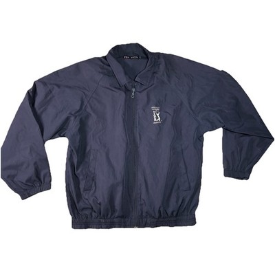 PGA Tour Full Zip Windbreaker Jacket Mens Size Medium Vintage Blue Collared Logo