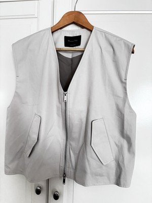 Massimo Dutti kurze Damenweste Gr. L 100% Baumwolle hellgrau / greige