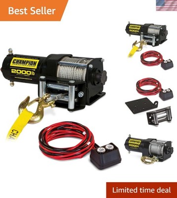 Champion 2000-lb ATV/UTV Winch Kit with Remote Control - Ultimate Off-Road Power