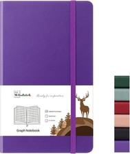 Graph Notebook, Graph Paper Leather Journal Notebook with 100Gsm Graph Paper, Ha