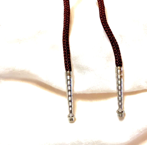 VTG Western Bolo Tie 2" Quartz Stone in Gold Toned Frame Cloth Cord Metal Tips