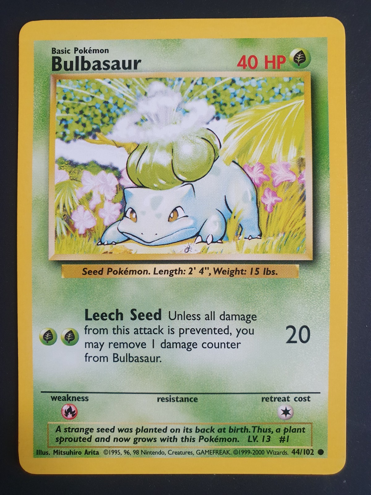Bulbasaur 44/102 1999-2000 - Base Set 1 - Pokemon Card - Excellent Condition