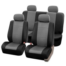 Faux Leather Car Seat Covers - Universal Fit, Low Back Front Gray Full Set
