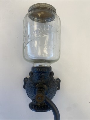 Antique Arcade Crystal No. 3 Wall Counter Mount Coffee Grinder