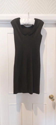 Abito a tubino MIU MIU grigio lana IT40 UK8 nero seta colletto Peter Pan foderato in ottime condizioni