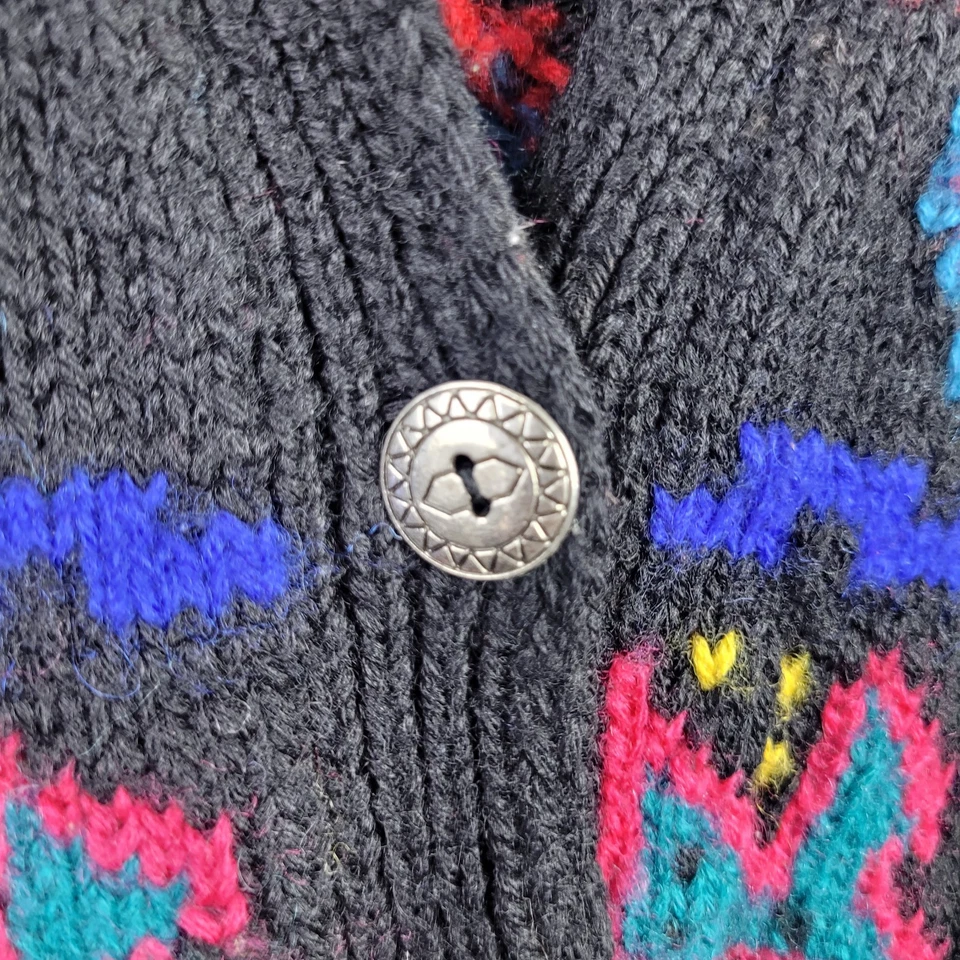 Cárdigan geométrico de colección LL Bean para mujer M 100 % lana años 80 90 suroeste cuadrado Foto 3 de 4