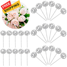 Henoyso 36 Pack Diamond Pins for Bouquets Flower Head Transparent