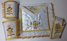Masonic Past Master Apron Navy Blue Silver Embroidered Fringe Freemason Regalia