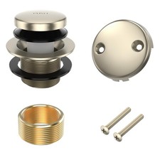 All Metal Tip-Toe Bathtub Drain Kit with Two-Hole Overflow Faceplate and Univ...