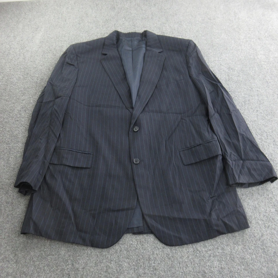 Canali Suit Mens 48L Navy Pinstripe 2 Piece 100% Wool Made In Italy Jacket Pants - Image 2 of 4