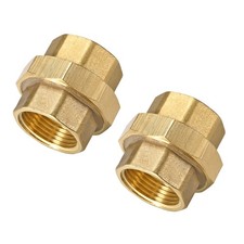 2pack Brass Pipe Union Connector Coupling 1PT Fitting with Female Threaded 48mm