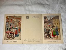 Menu  COGNAC BISQUIT  tryptique du centenaire