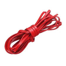 Flat Leather Cord, 3.3 Yard 4mm Leather String Strips for DIY Crafts Red