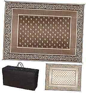  Reversible Mats, Plastic Straw Rug, Modern Area Rug, 9' x 12' Brown & White - Picture 1 of 9